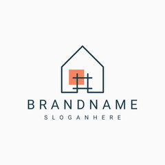 Simple Home Icon House Logo Linear Style