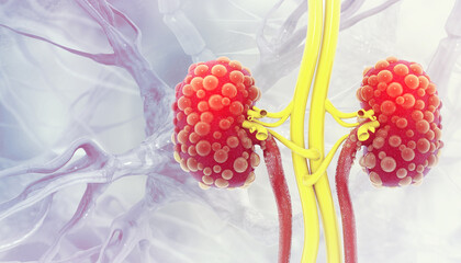Polycystic Kidney Disease. 3d illustration