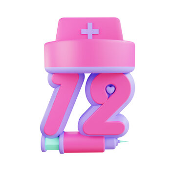 3d illustration 12 day with hat and syringe icon