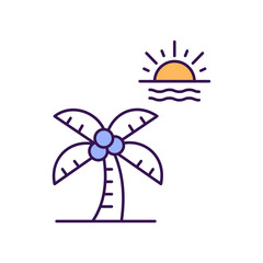 Beach Outline with Colors Fill Vector Icon that can easily edit or modify

