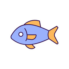Fish jumping Outline with Colors Fill Vector Icon that can easily edit or modify

