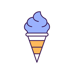 Ice cone Outline with Colors Fill Vector Icon that can easily edit or modify

