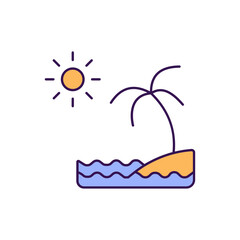 Tropical island Outline with Colors Fill Vector Icon that can easily edit or modify

