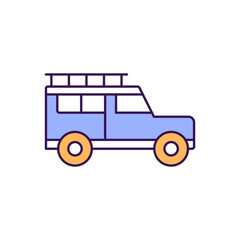Camping jeep Outline with Colors Fill Vector Icon that can easily edit or modify

