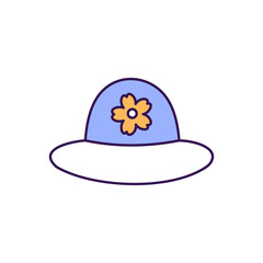 Floppy hat Outline with Colors Fill Vector Icon that can easily edit or modify

