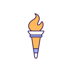 Ancient torch Outline with Colors Fill Vector Icon that can easily edit or modify

