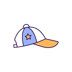 Cap Outline with Colors Fill Vector Icon that can easily edit or modify

