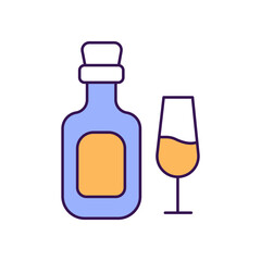 Alcoholic beverage Outline with Colors Fill Vector Icon that can easily edit or modify

