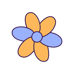 Fototapeta na wymiar Daisy flower Outline with Colors Fill Vector Icon that can easily edit or modify