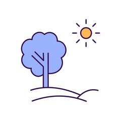 Beach Outline with Colors Fill Vector Icon that can easily edit or modify

