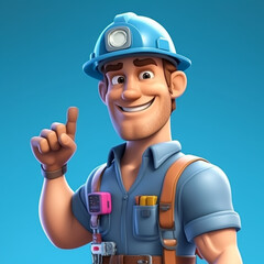 3d Worker character, 3d character man, 3d labor character, labor day concept, Generative ai