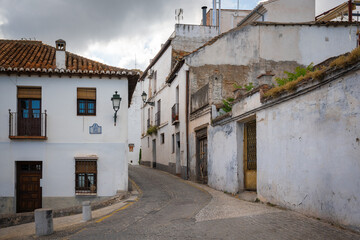 Fototapeta na wymiar Carril de la Lona Street of traditional Albaicin district - Granada, Andalusia, Spain