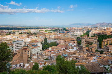 Fototapeta na wymiar Aerial view of Granada Downtown - Granada, Andalusia, Spain