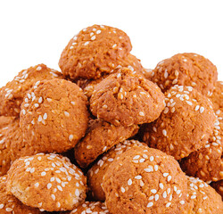 sweet cookies with sesame seeds isolated