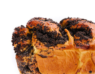 Sweet swirl homemade bread with poppy seeds
