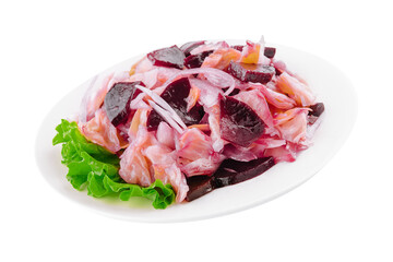 salad of sauerkraut, beets and onions