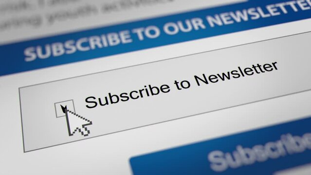 Animated Mouse Cursor Clicking "Subscribe to Newsletter" Checkbox to Subscribe Newsletter Email

