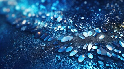 Abstract blue glitter background. Shiny glitter  water drops bokeh celebration lighting blur background.