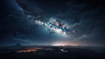 Fototapeta na wymiar View from the planet to the Milky Way galaxy.