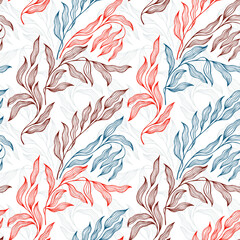 Lovely stylized tree leaves endless pattern. Organic foliage summer motif.