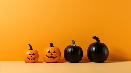 Halloween Pumpkin Decoration with orange background and copy space ai generated