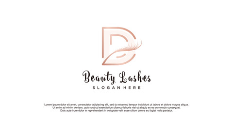 Beauty lashes logo with initial D concept creative idea premium vector