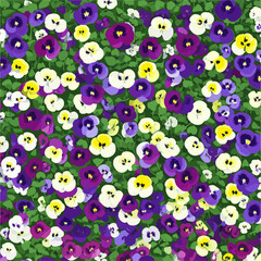 Trendy floral seamless pattern with cute purple flowers. Abstract shape flowers on white background.