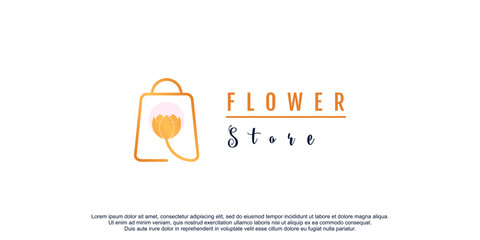 Beauty store logo design with flower and bag concept
