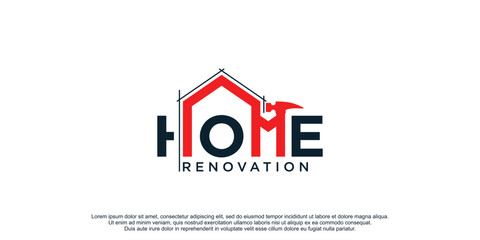 Home logo vector with creative concept for renovation building company premium vector