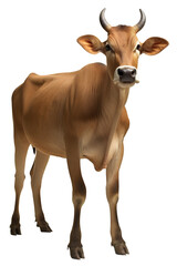 Brown Cow on transparent background. Animal png element. Generative Ai.
