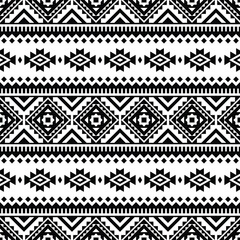 Tribal seamless vector texture. Ethnic style geometric abstract pattern. Black and white colors. Design for textile, template, fabric, weave, cover, carpet, decoration, tile.