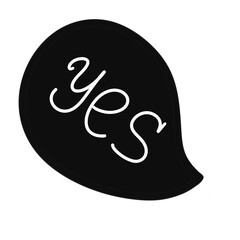 YES text on a black bubble