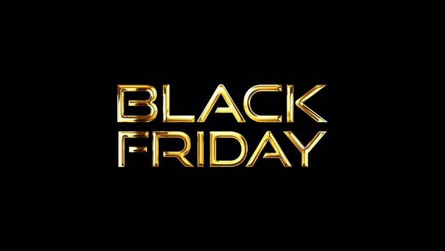 Loop animation word of Black Friday golden shine light motion text with light effect animation on black abstract background. promote advertising concept isolate using QuickTime Alpha Channel proress 4