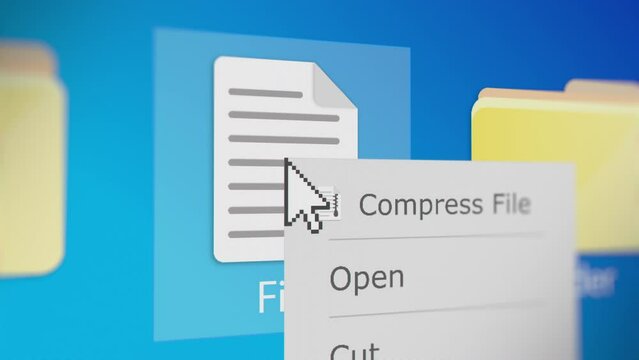 Animation of Someone Clicking a File to Compress,  Fictitious Data Created Exclusively for This Concept Footage
