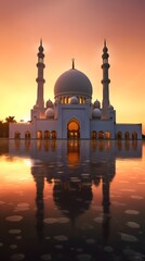 Fototapeta premium Beautiful grand mosque with the sunset background