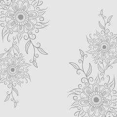Floral ornamen decoration black and white