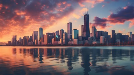 Capturing the rhythm of chicago's skyline in photos - obrazy, fototapety, plakaty