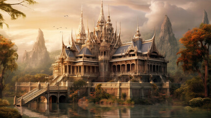Fototapeta na wymiar Castle in thailand realistic, generative ai
