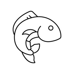 Fish jumping Outline Vector Icon that can easily edit or modify

