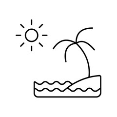 Tropical island Outline Vector Icon that can easily edit or modify

