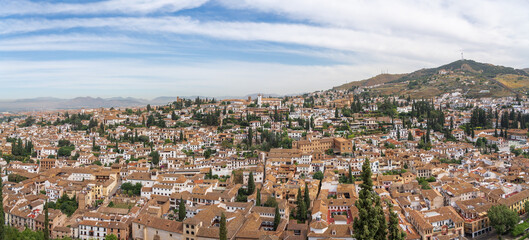 Panoramic aerial view of Granada - Granada, Andalusia, Spain