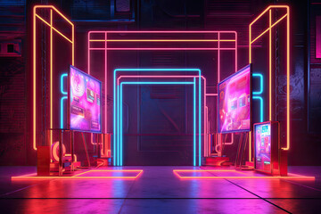 Obraz premium Neon Lights Backdrop, Neon Photo Booth