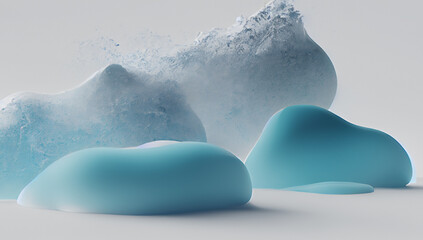 Melting Ice Wind · Abstract Idea · Minimal Blue Structures with Ice Smoke and Pale Pastel Blue Grey Beige Color Palette