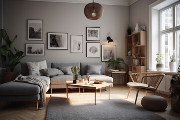 A minimalist design with a comfortable light tone living room interior

