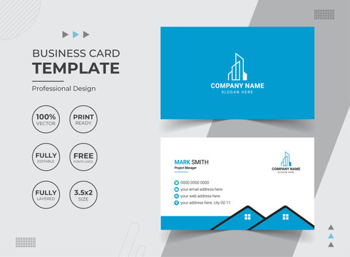 Modern Real Estate Agency Business Card Design Template. Vector abstract Creative. Stationery Items.