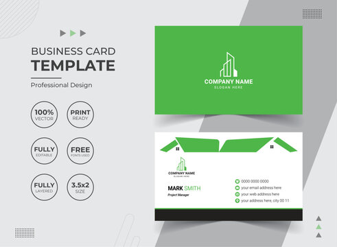 Modern Real Estate Agency Business Card Design Template. Vector abstract Creative. Stationery Items.