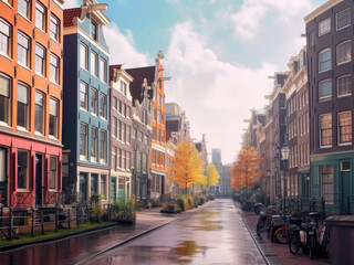 Fototapeta na wymiar Colorful image of the streets of Amsterdam