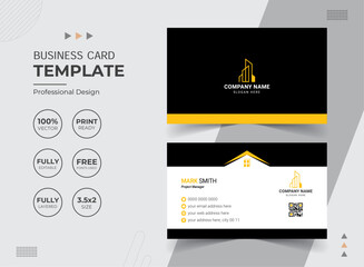 Fototapeta premium Modern Real Estate Agency Business Card Design Template. Vector abstract Creative. Stationery Items.
