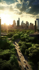 Fototapeta premium Ecology, green cities, environmental protection, Generative Ai