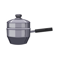 Obraz premium making double boiler pan cartoon. chocolate home, healthy steel making double boiler pan sign. isolated symbol vector illustration